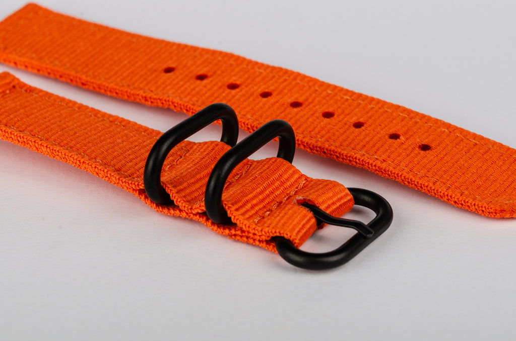 Klockarmband Nylon: Orange med PVD-detaljer