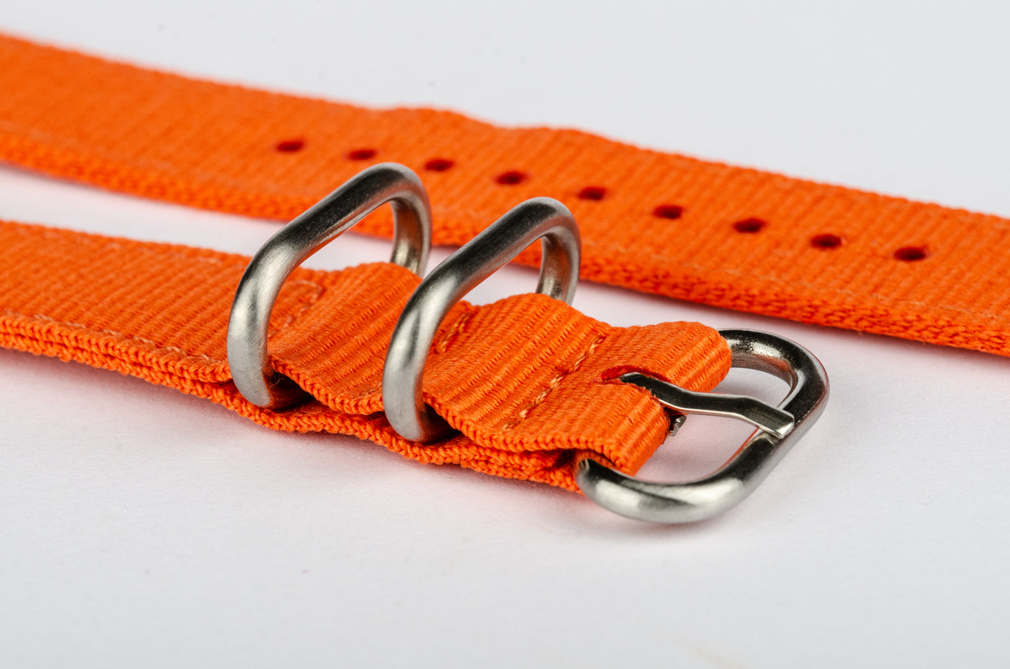 Klockarmband Nylon: Orange med SS-detaljer