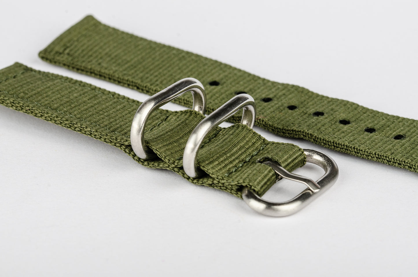 Klockarmband Nylon: Grön med SS-detaljer