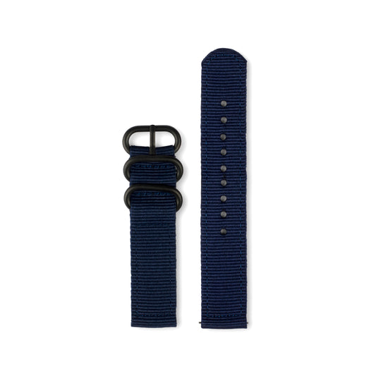 Klockarmband Nylon: Mörkblå med PVD-detaljer