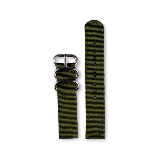 Klockarmband Nylon: Grön med SS-detaljer