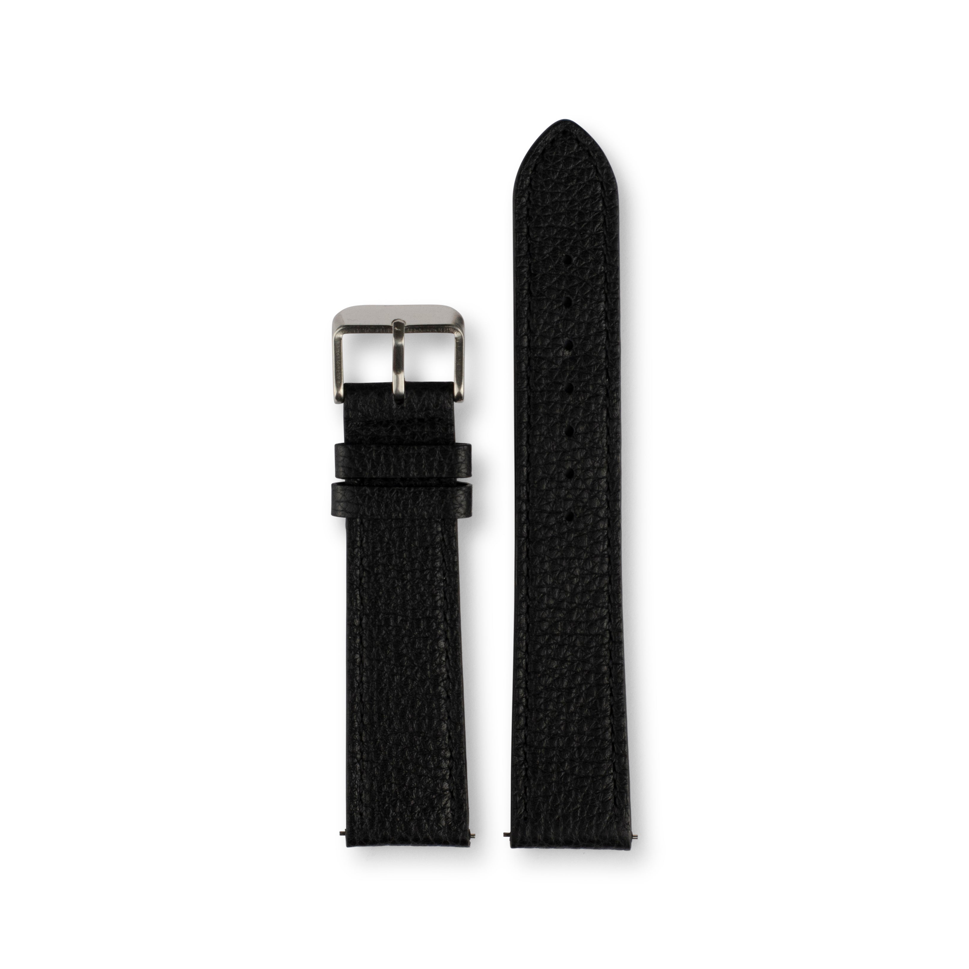 Klockarmband Läder: Svart Grain